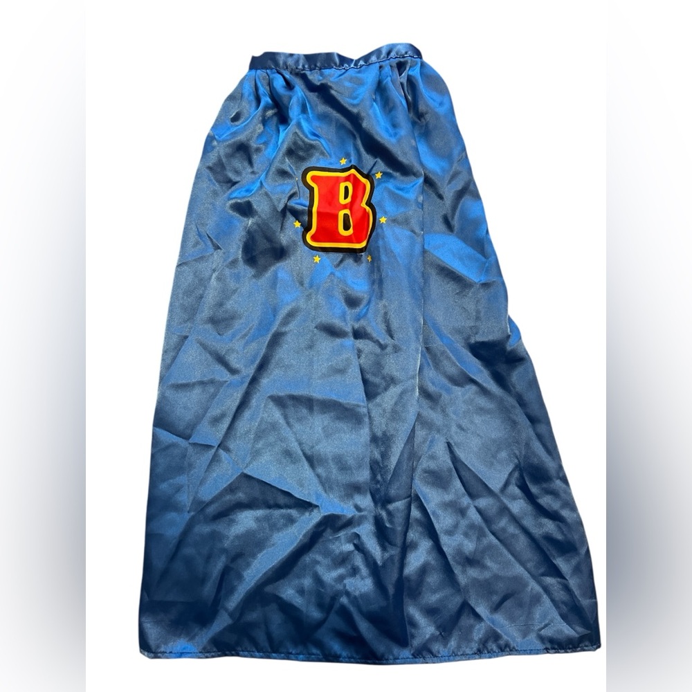 Build A Bear BAB child’s Cape Long B Superhero Costume Satin Blue